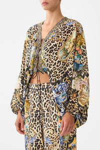 CAMILLA | SEVILLIAN STYLE LACE UP FRONT BLOUSON SLEEVE BLOUSE