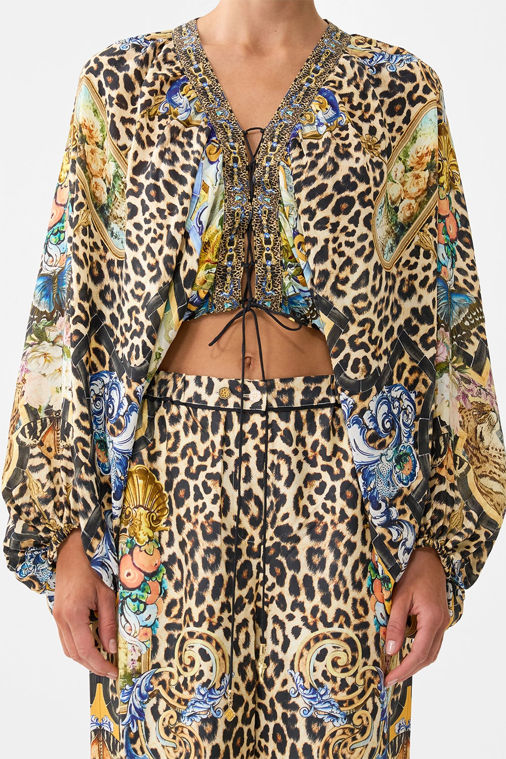 CAMILLA | SEVILLIAN STYLE LACE UP FRONT BLOUSON SLEEVE BLOUSE