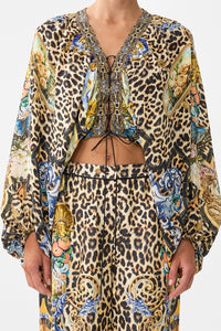 CAMILLA | SEVILLIAN STYLE LACE UP FRONT BLOUSON SLEEVE BLOUSE