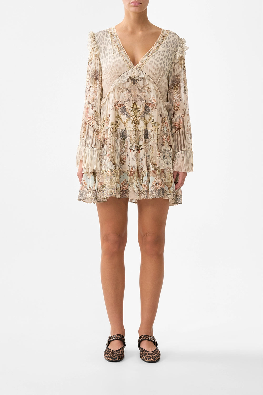 CAMILLA | ARANJUEZ ANIMALIA TIERED SWING MINI DRESS
