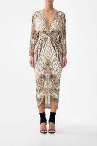 CAMILLA | ARANJUEZ ANIMALIA LONG SPLIT FRONT TWIST DRESS