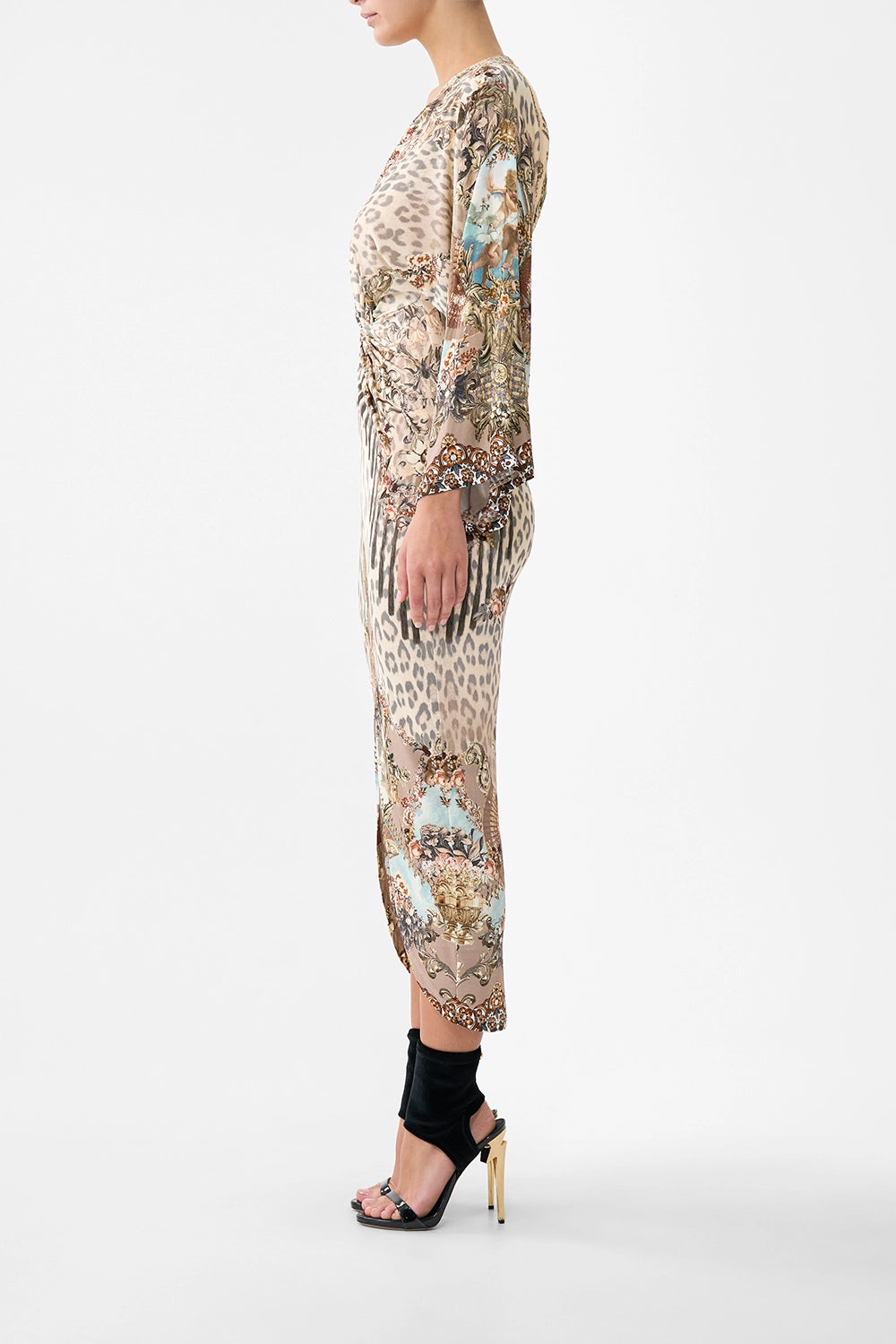 CAMILLA | ARANJUEZ ANIMALIA LONG SPLIT FRONT TWIST DRESS