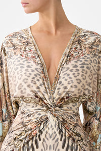 CAMILLA | ARANJUEZ ANIMALIA LONG SPLIT FRONT TWIST DRESS