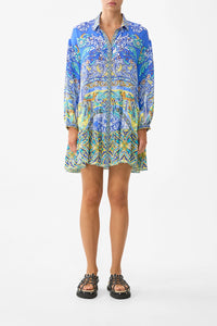 CAMILLA | BENEATH THE ANDALUSIAN SUN LONG SLEEVE TIERED SHORT DRESS