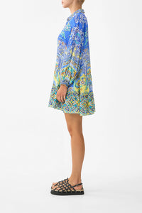 CAMILLA | BENEATH THE ANDALUSIAN SUN LONG SLEEVE TIERED SHORT DRESS