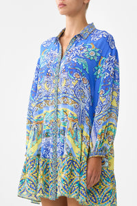 CAMILLA | BENEATH THE ANDALUSIAN SUN LONG SLEEVE TIERED SHORT DRESS