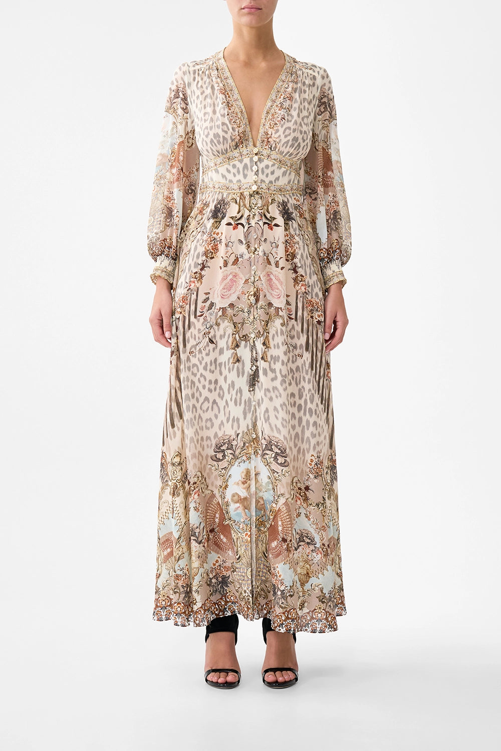 CAMILLA | ARANJUEZ ANIMALIA BUTTON DRESS WITH SHAPED WAISTBAND