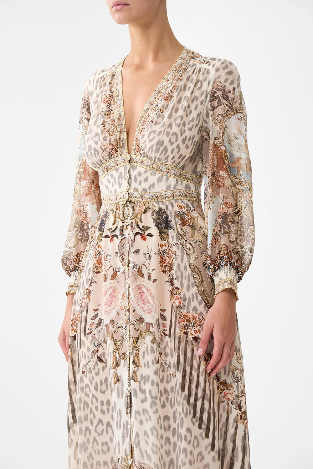 CAMILLA | ARANJUEZ ANIMALIA BUTTON DRESS WITH SHAPED WAISTBAND