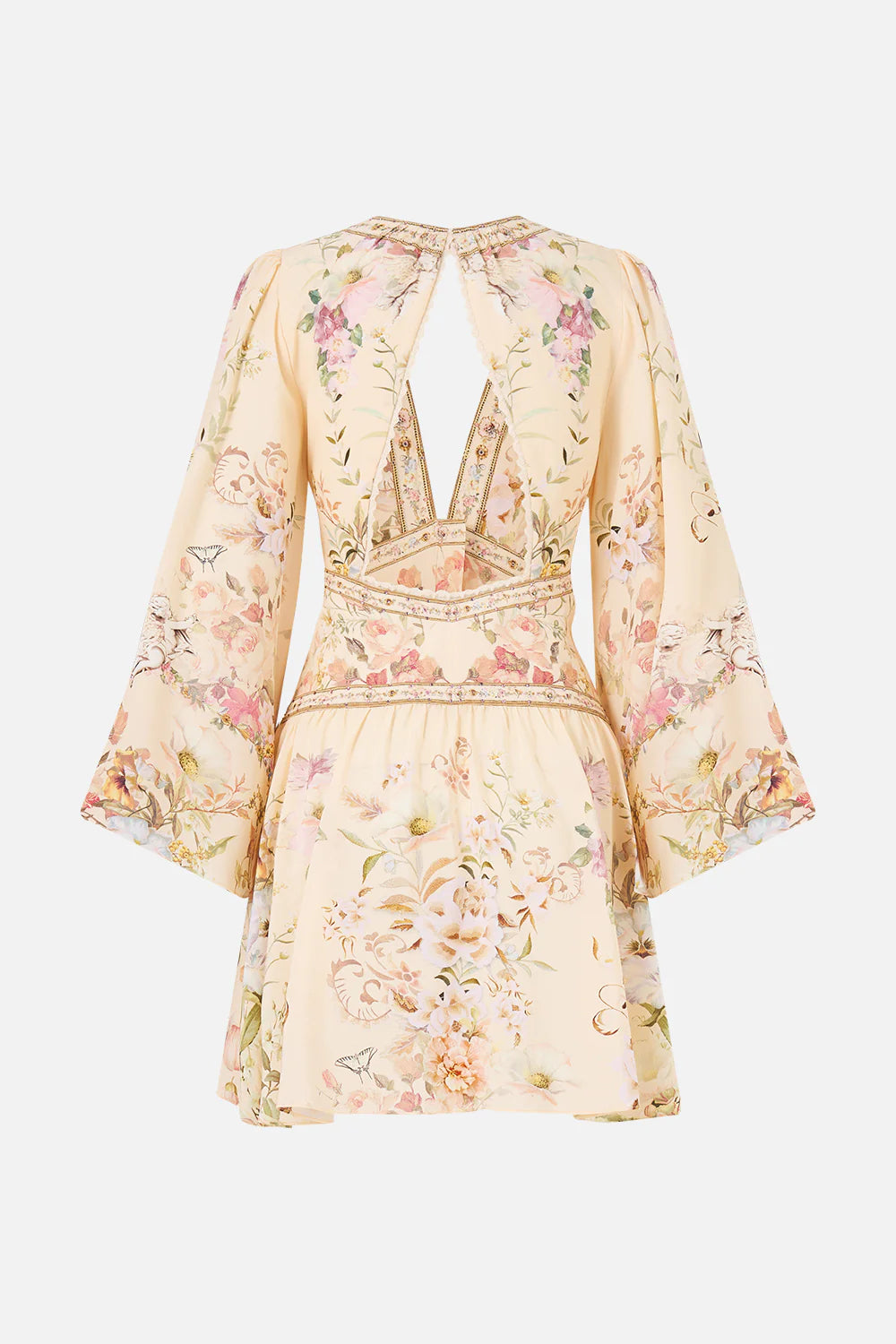 CAMILLA | ADORNED IN ARANJUEZ BUTTON DOWN SHORT DRESS WITH OPEN BACK