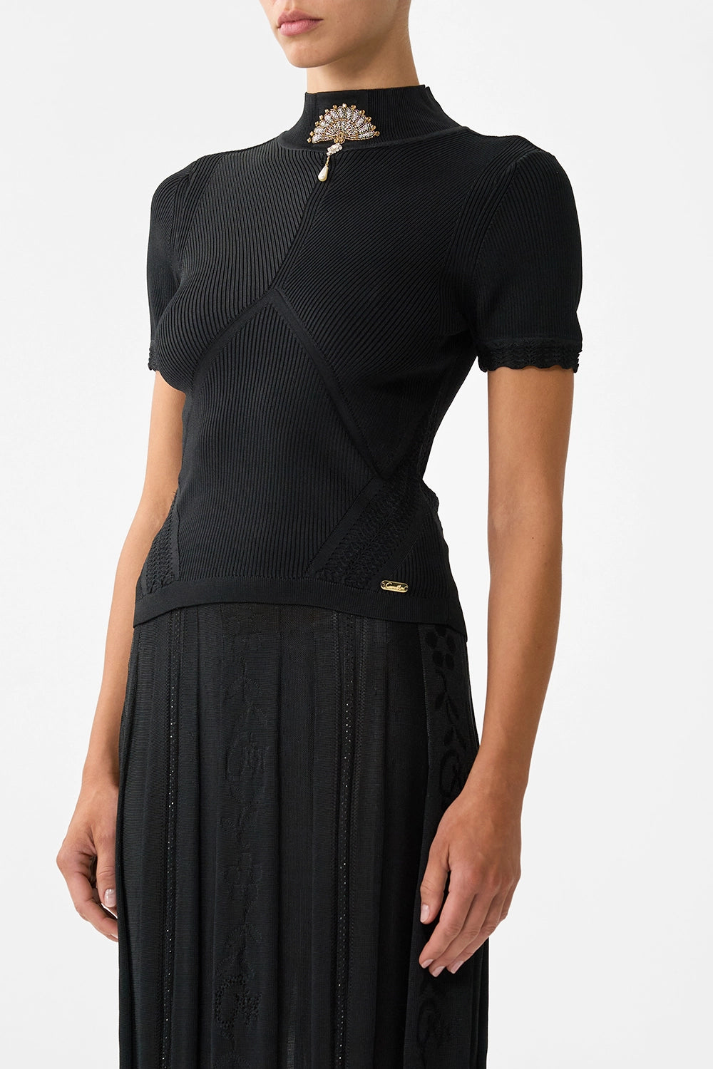 CAMILLA | FLAMENCO FOLKLORE MOCK NECK KNIT TOP