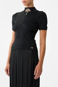 CAMILLA | FLAMENCO FOLKLORE MOCK NECK KNIT TOP