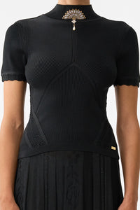 CAMILLA | FLAMENCO FOLKLORE MOCK NECK KNIT TOP