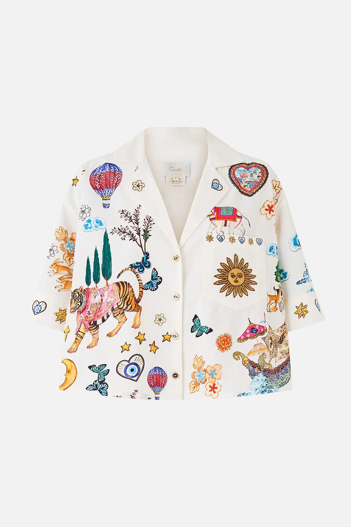 CAMILLA | KAPADOKYA KITSCH CROPPED CAMP COLLAR BLOUSE