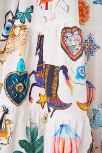 CAMILLA | KAPADOKYA KITSCH LONG SLEEVE TIERED SHORT DRESS