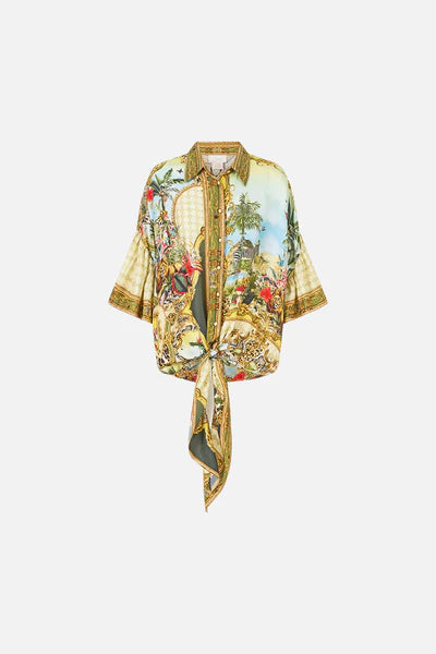 CAMILLA | WANDERLUST EMPIRE TIE FRONT SHIRT WITH SLEEVE FRILL