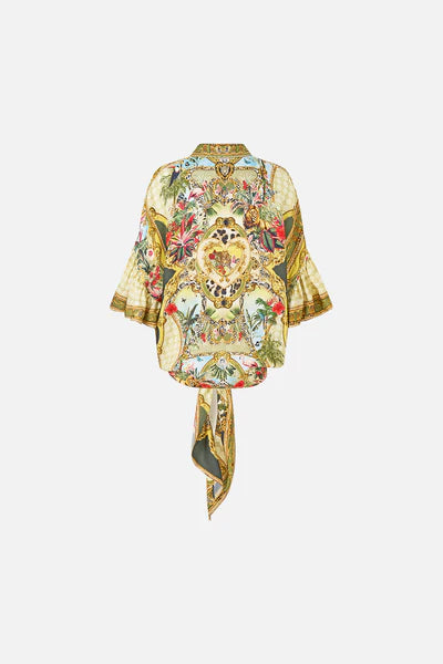 CAMILLA | WANDERLUST EMPIRE TIE FRONT SHIRT WITH SLEEVE FRILL