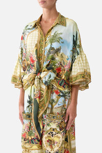 CAMILLA | WANDERLUST EMPIRE TIE FRONT SHIRT WITH SLEEVE FRILL