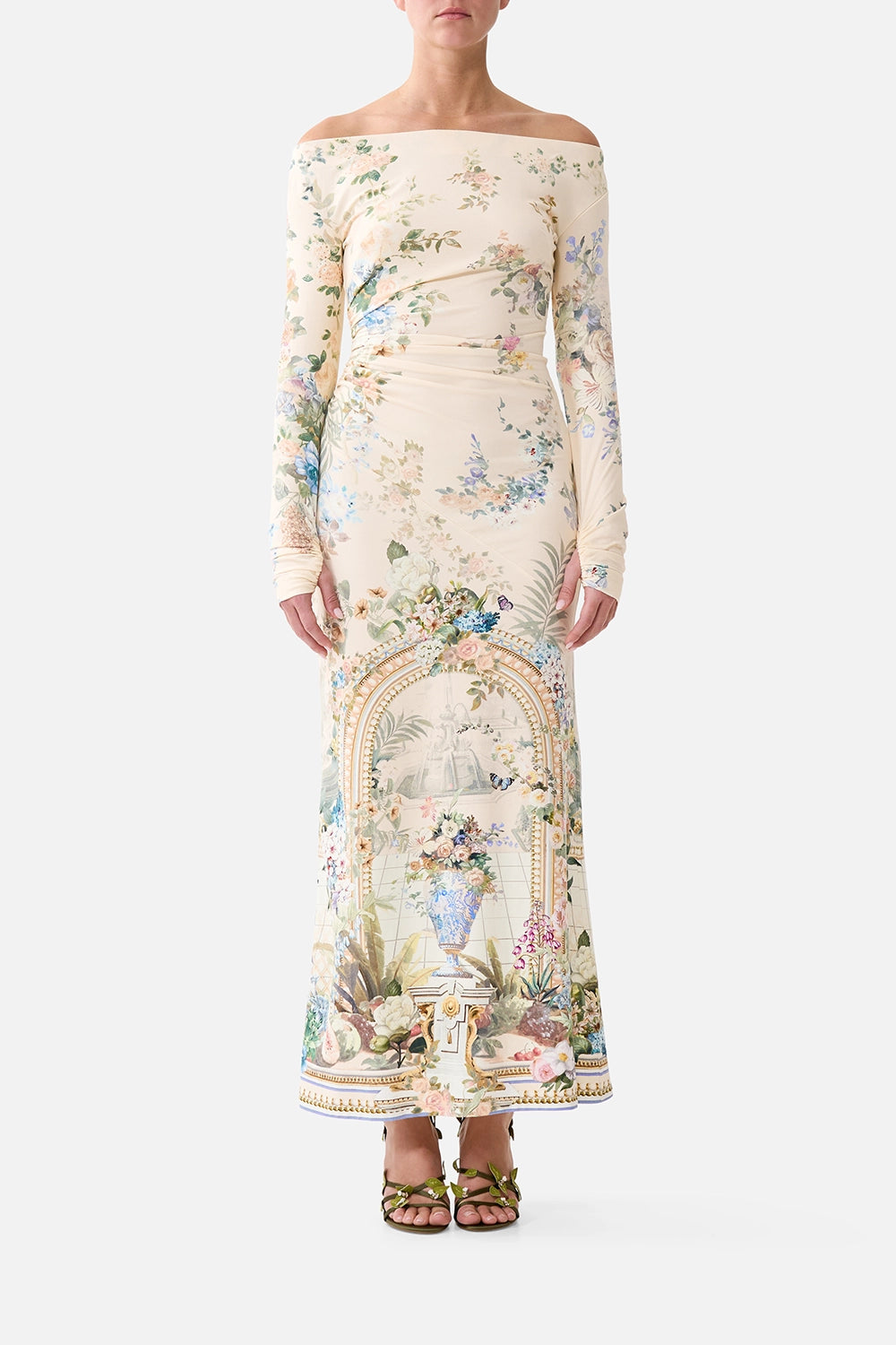 CAMILLA | MIDSUMMER MASTERPIECE OFF SHOULDER GATHERED JERSEY DRESS