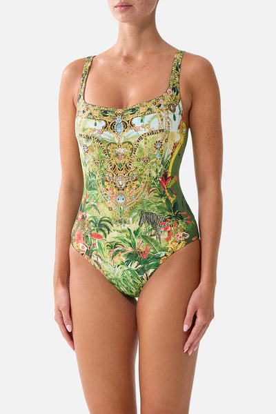 CAMILLA | WANDERLUST EMPIRE UNDERWIRE SQUARE NECK ONE PIECE W SCOOP BACK