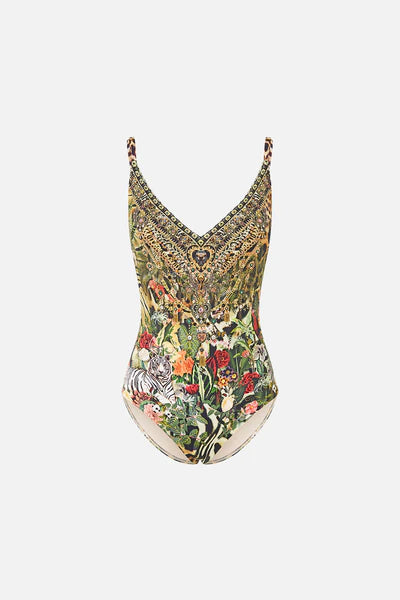 CAMILLA | LEOTIGRA LAND V NECK UNDERWIRE ONE PIECE W BACK CLOSURE