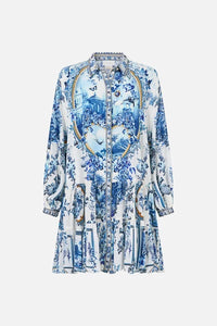 CAMILLA | THE PORCELAIN PARLOUR LONG SLEEVE TIERED SHORT DRESS