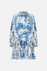 CAMILLA | THE PORCELAIN PARLOUR LONG SLEEVE TIERED SHORT DRESS