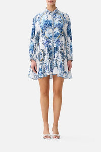 CAMILLA | THE PORCELAIN PARLOUR LONG SLEEVE TIERED SHORT DRESS