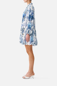 CAMILLA | THE PORCELAIN PARLOUR LONG SLEEVE TIERED SHORT DRESS