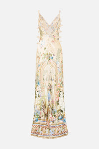 Camilla | Midsummer Masterpiece V Neck Full Length Bias Slip Dress