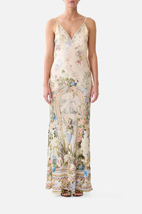 Camilla | Midsummer Masterpiece V Neck Full Length Bias Slip Dress