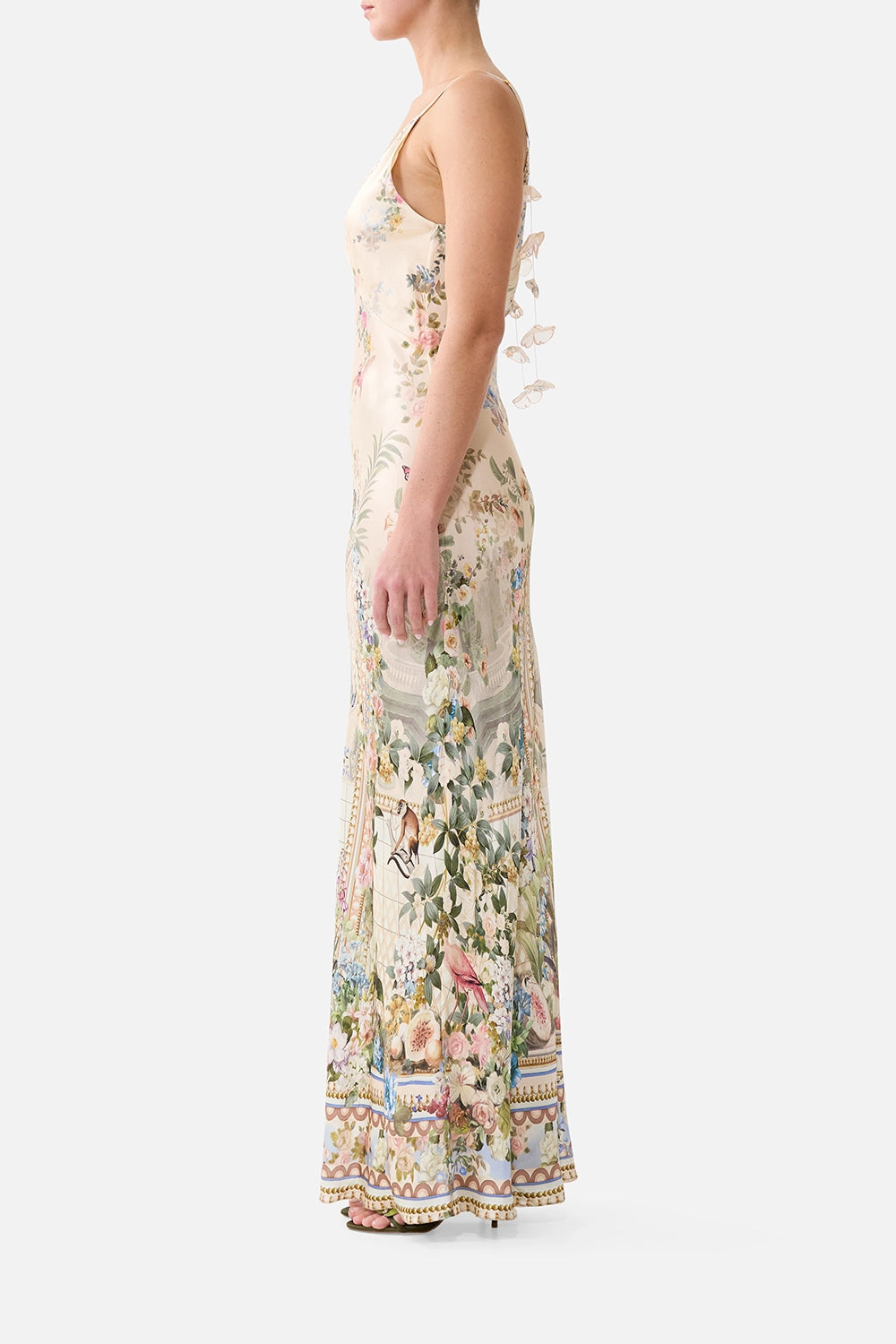 Camilla | Midsummer Masterpiece V Neck Full Length Bias Slip Dress