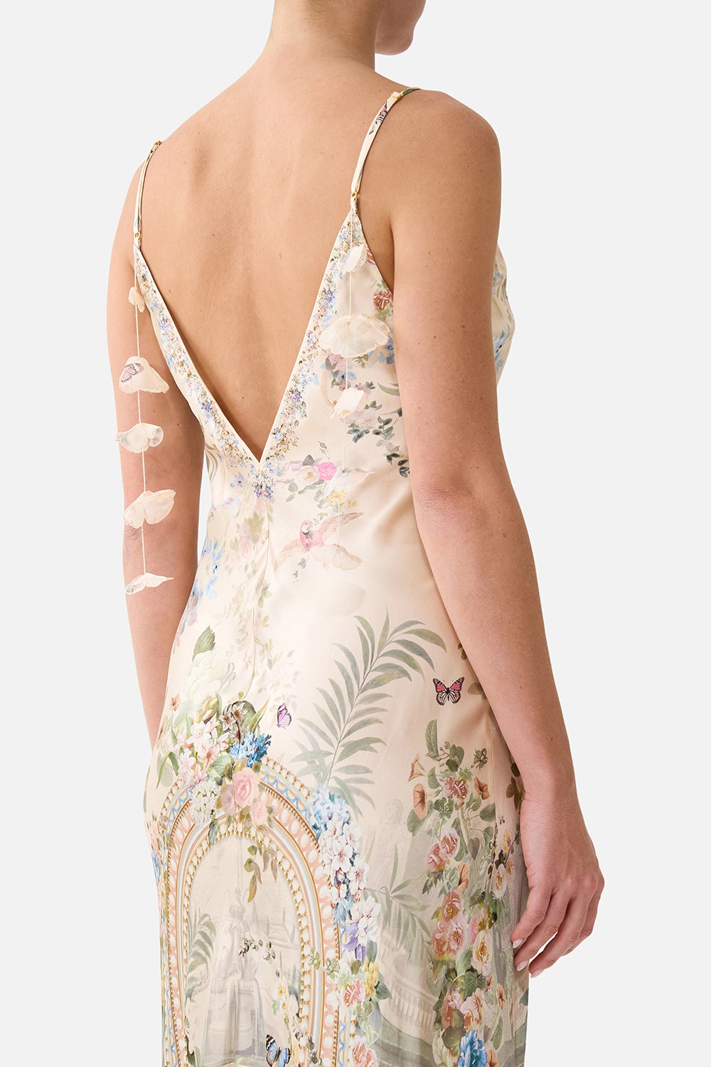 Camilla | Midsummer Masterpiece V Neck Full Length Bias Slip Dress