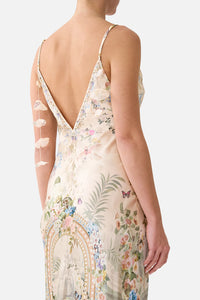 Camilla | Midsummer Masterpiece V Neck Full Length Bias Slip Dress