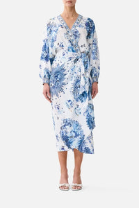 CAMILLA | THE PORCELAIN PARLOUR WRAP MIDI DRESS