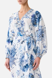 CAMILLA | THE PORCELAIN PARLOUR WRAP MIDI DRESS