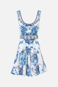 CAMILLA | THE PORCELAIN PARLOUR JERSEY BODICE SHORT DRESS WITH BELT