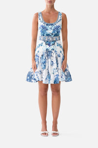 CAMILLA | THE PORCELAIN PARLOUR JERSEY BODICE SHORT DRESS WITH BELT