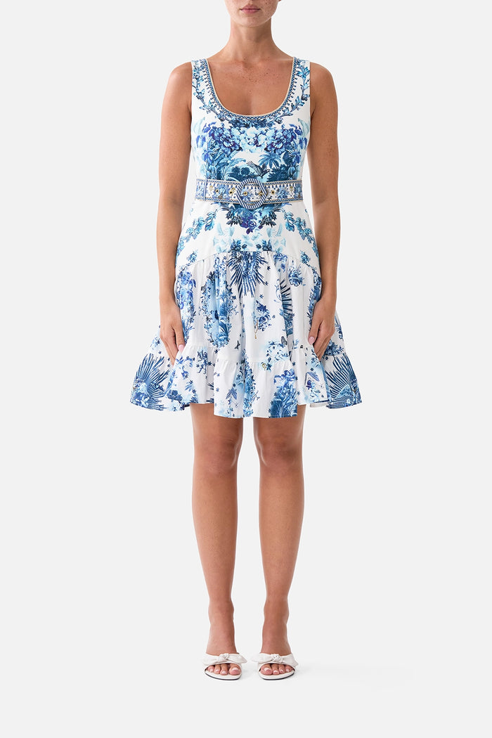 CAMILLA | THE PORCELAIN PARLOUR JERSEY BODICE SHORT DRESS WITH BELT