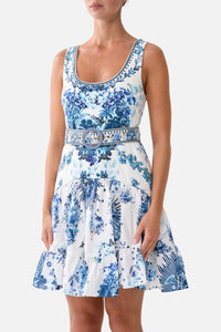 CAMILLA | THE PORCELAIN PARLOUR JERSEY BODICE SHORT DRESS WITH BELT