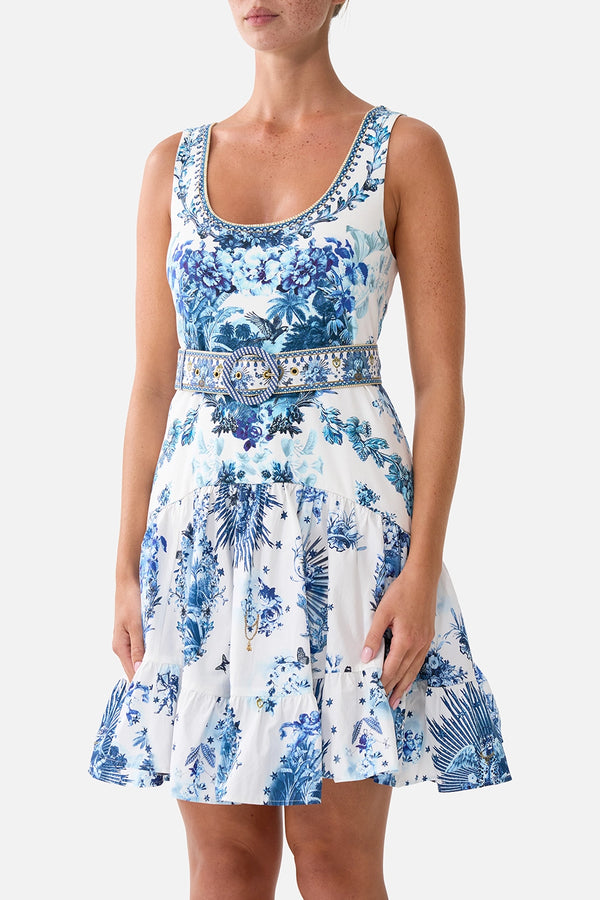 CAMILLA | THE PORCELAIN PARLOUR JERSEY BODICE SHORT DRESS WITH BELT