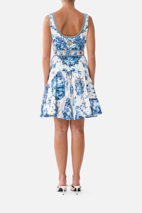 CAMILLA | THE PORCELAIN PARLOUR JERSEY BODICE SHORT DRESS WITH BELT