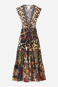 CAMILLA | LEOTIGRA LAND CAP SLEEVE TWIST FRONT MIDI DRESS