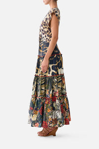 CAMILLA | LEOTIGRA LAND CAP SLEEVE TWIST FRONT MIDI DRESS