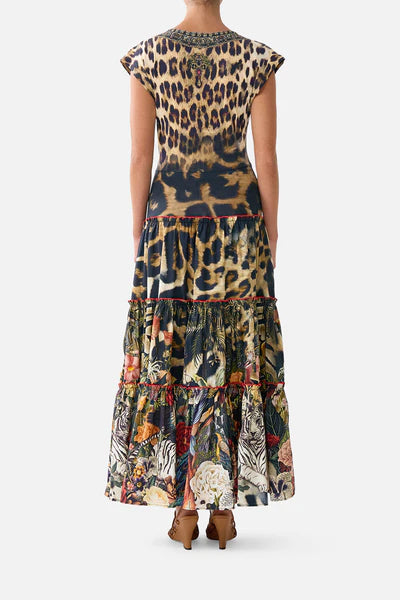 CAMILLA | LEOTIGRA LAND CAP SLEEVE TWIST FRONT MIDI DRESS