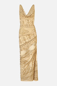 CAMILLA | A MEETING OF MASTERPIECES DRAPED CHAIN BACK JERSEY DRESS