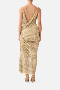 CAMILLA | A MEETING OF MASTERPIECES DRAPED CHAIN BACK JERSEY DRESS