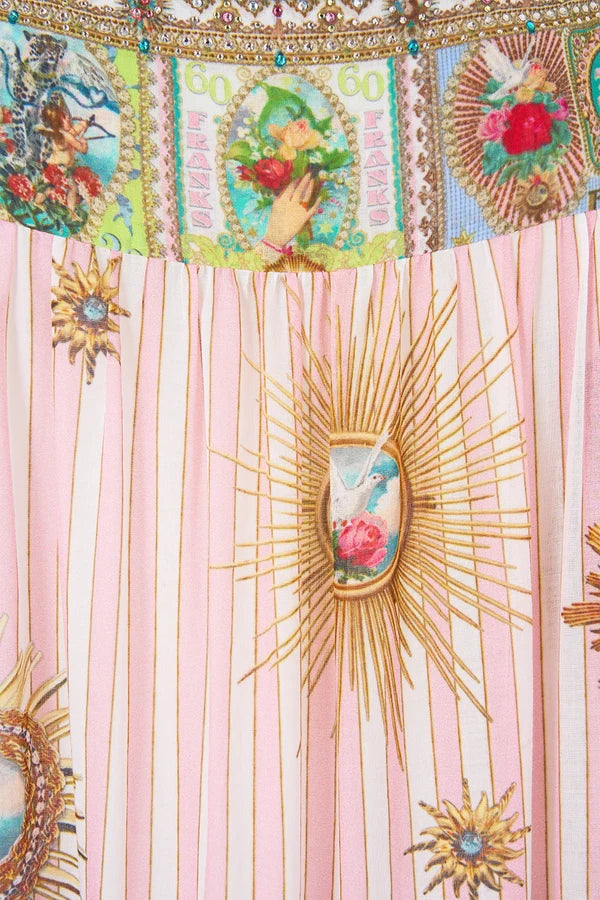 CAMILLA | PAINTED PRAYERS LONG TIERED DRESS WITH BOW TIES