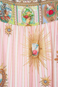 CAMILLA | PAINTED PRAYERS LONG TIERED DRESS WITH BOW TIES