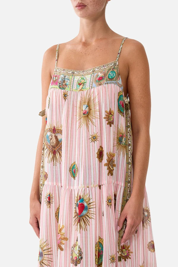 CAMILLA | PAINTED PRAYERS LONG TIERED DRESS WITH BOW TIES