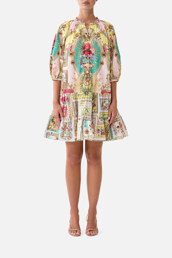 CAMILLA | PAINTED PRAYERS PUFF SLEEVE SHIRT DRESS